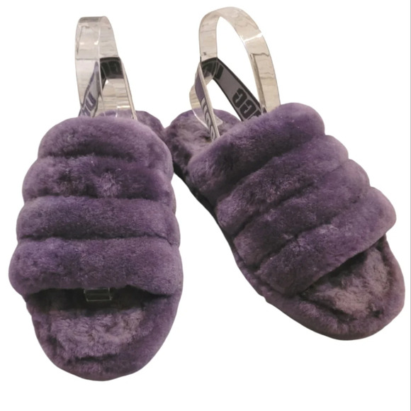 UGG AUSTRALIA Fluff Yeah purple shearling slingback plush cozy slippers Wmn's 7 - Picture 1 of 9